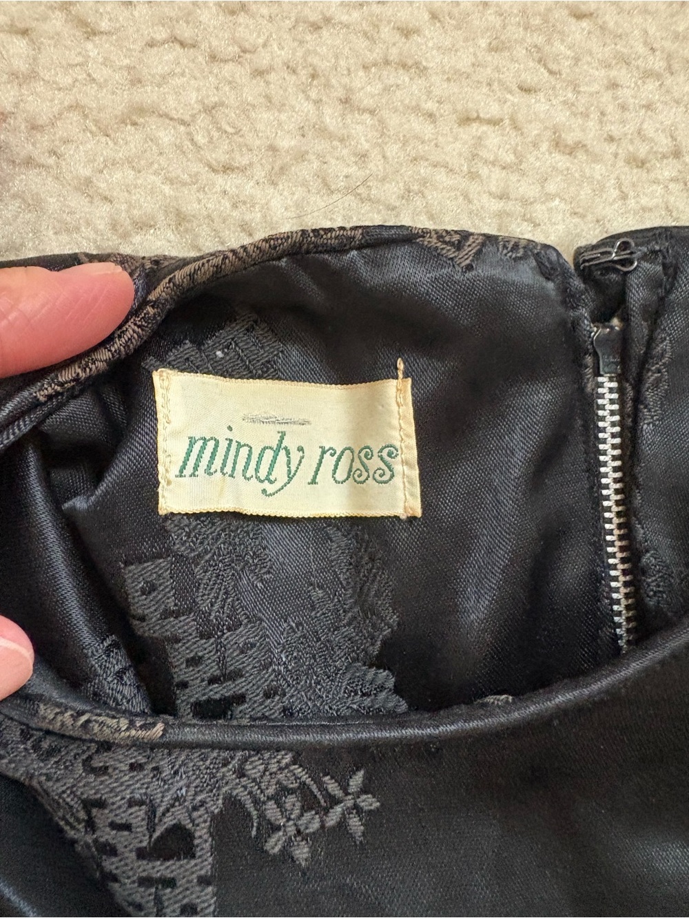 Vintage Mindy Ross Black Silk Jacquard art wear wiggle Dress sz XS goth witchy - Picture 2 of 8
